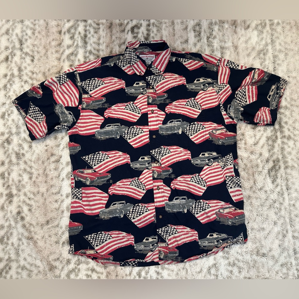 Boca Classics Shirt Men  XL  Short Sleeve Blue/red/white Cars Used